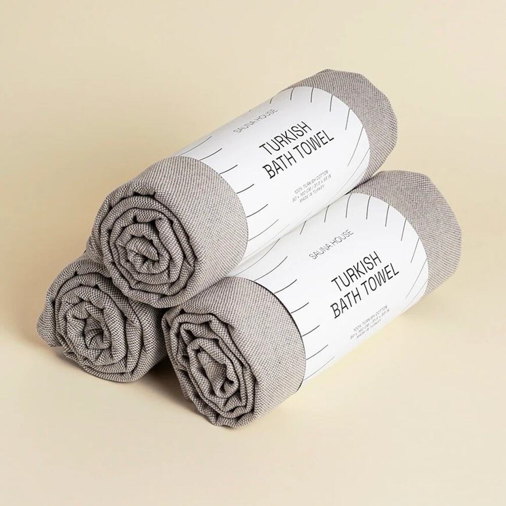 NWT 5-PACK SAUNA HOUSE Cream 100% Turkish Cotton Spa Towels New Set Bundle Bulk - Picture 2 of 8